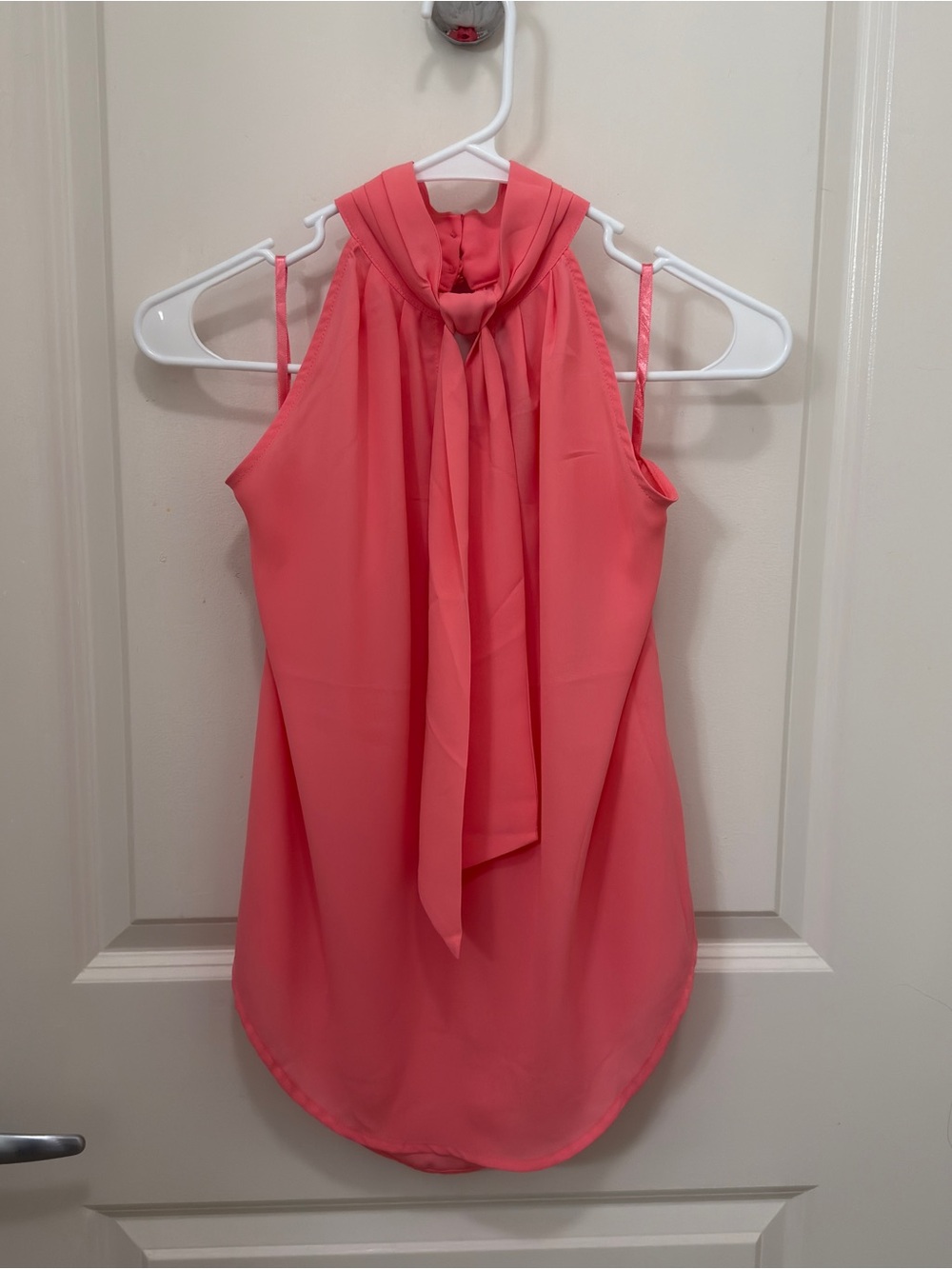 Sleeveless Tie-Neck Blouse